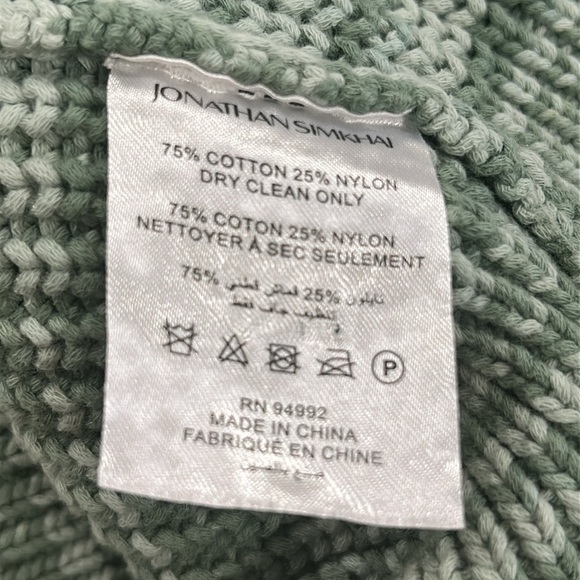 JONATHAN SIMKHAI Adeline Cotton Blend Cardigan Sweater in Lichen Jade - Small - Picture 12 of 12